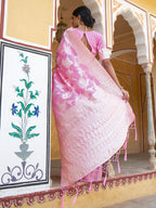 Janasya Pink Linen Cotton Woven Ethnic Motifs Woven Design Saree - Distacart