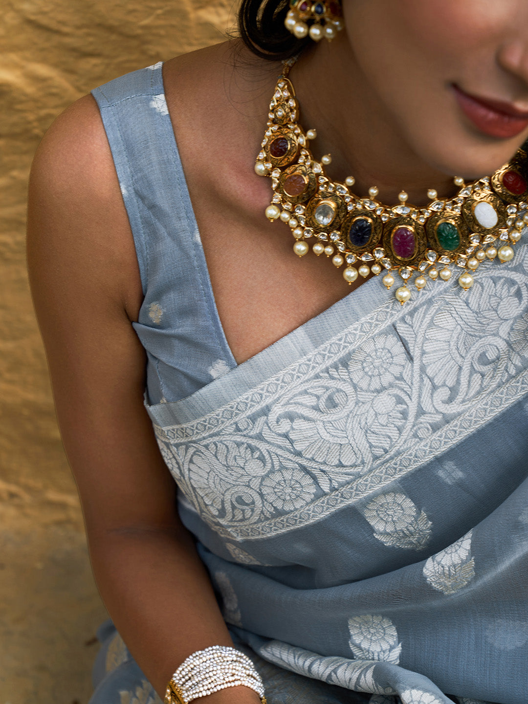 Janasya Grey Linen Cotton Woven Floral Design Woven Design Saree - Distacart
