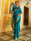 Janasya Teal Paithani Silk Ethnic Motifs Paithani Silk Saree