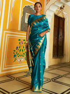 Janasya Teal Paithani Silk Ethnic Motifs Paithani Silk Saree