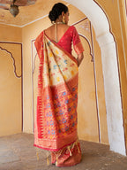 Janasya Beige Cotton Silk Woven Design Patola Saree