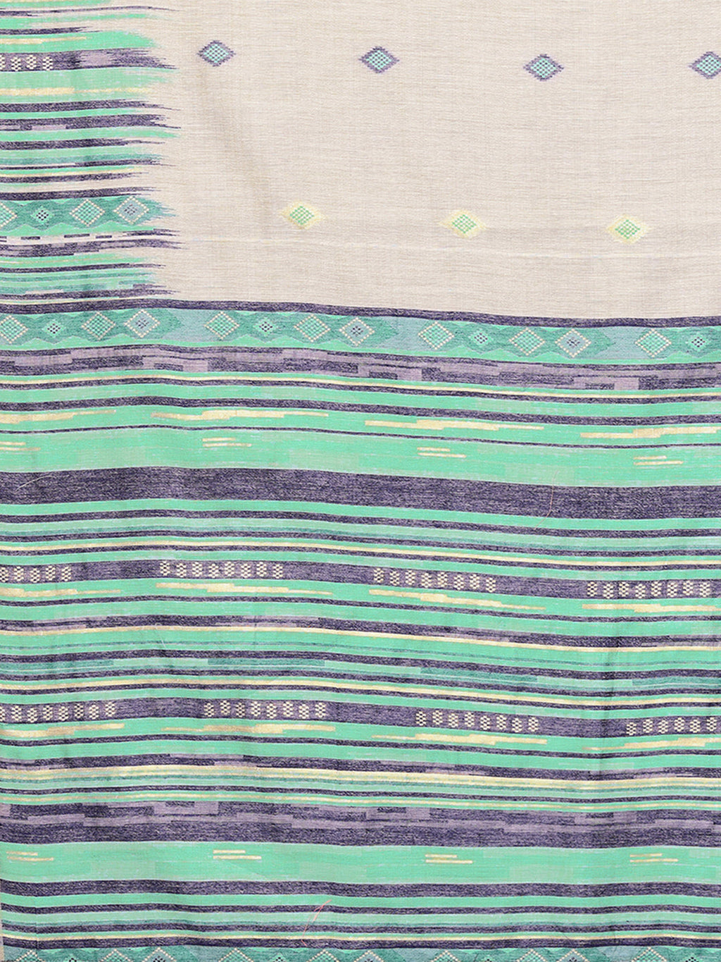 Janasya Beige & Blue Chanderi Geometric Woven Saree - Distacart