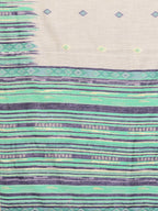 Janasya Beige & Blue Chanderi Geometric Woven Saree - Distacart