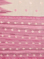Janasya Beige & Mauve Cotton Linen Geometric Woven Saree - Distacart
