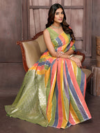 Janasya Multicolor Cotton Striped Woven Saree - Distacart