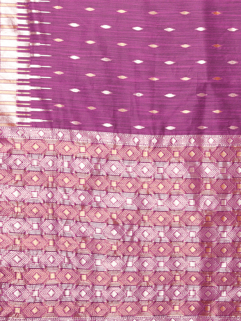 Janasya Purple Cotton Linen Geometric Woven Saree - Distacart