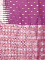 Janasya Purple Cotton Linen Geometric Woven Saree - Distacart