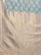 Janasya Light Blue Cotton Ethnic Motifs Woven Saree - Distacart