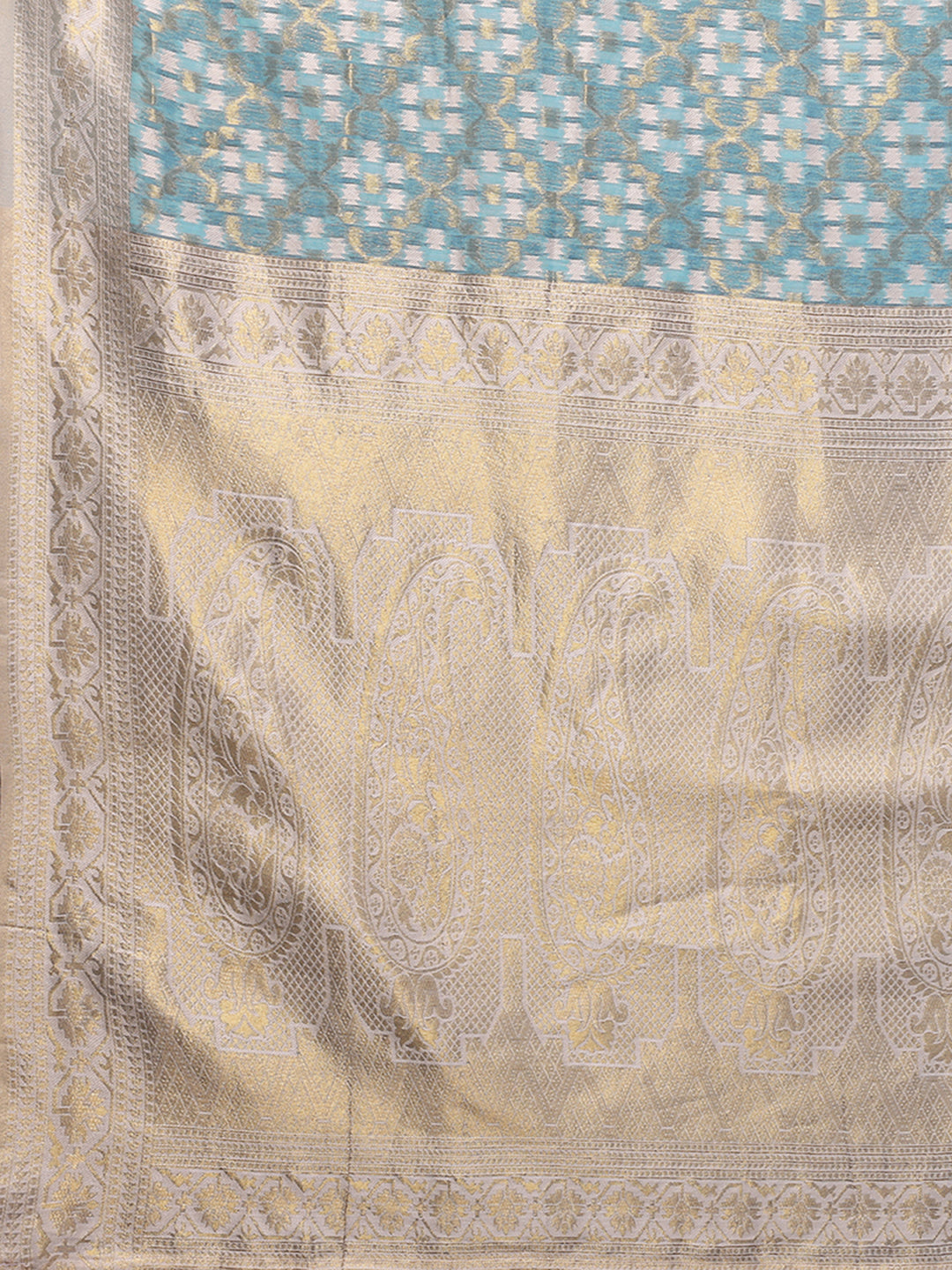 Janasya Light Blue Cotton Ethnic Motifs Woven Saree - Distacart