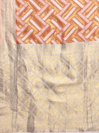 Janasya Peach Cotton Geometric Woven Saree - Distacart