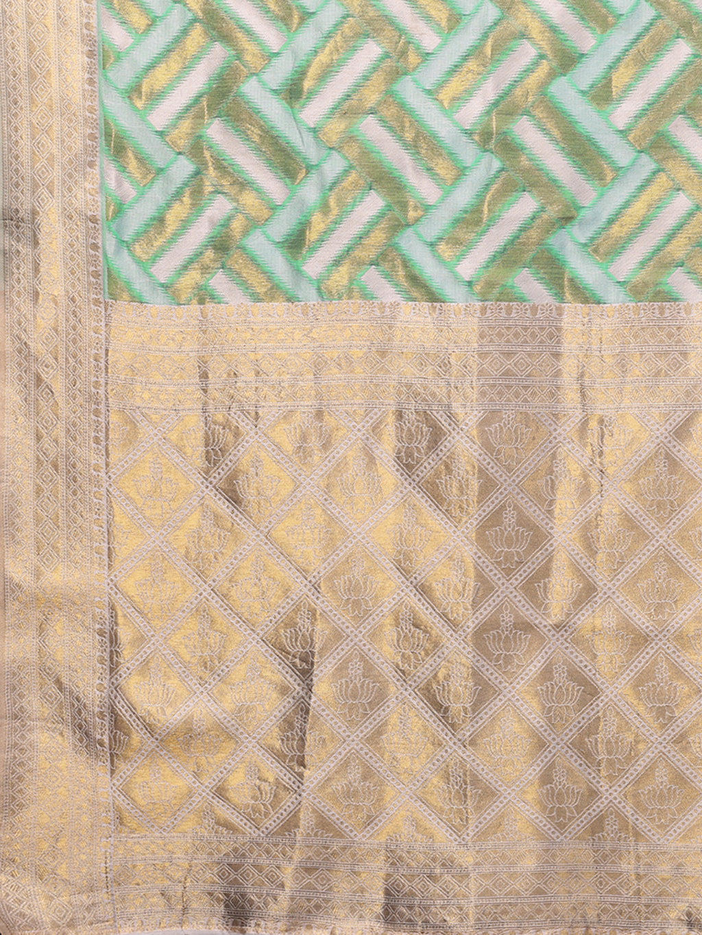 Janasya Light Green Cotton Geometric Woven Saree - Distacart