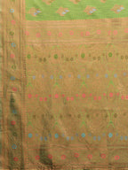 Janasya Green Cotton Linen Ethnic Print Kanjivaram Saree - Distacart