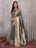 Janasya Olive Silk Blend Ethnic Motifs Banarasi Saree - Distacart