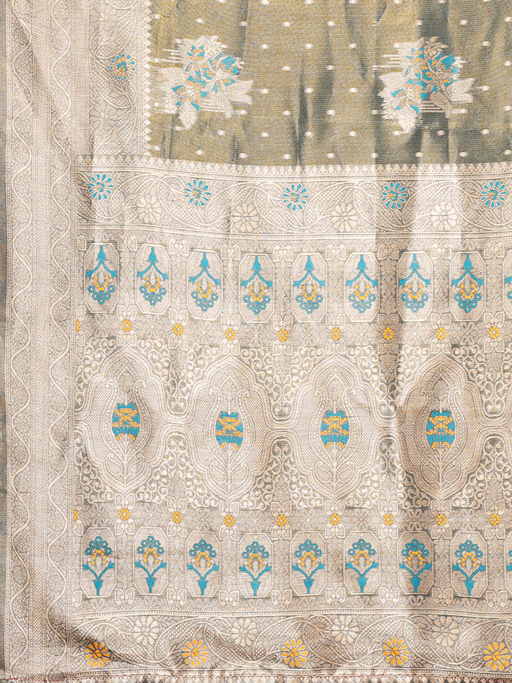 Janasya Olive Silk Blend Ethnic Motifs Banarasi Saree - Distacart