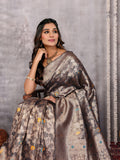 Janasya Blue & Gold Silk Blend Floral Banarasi Saree - Distacart