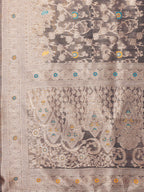 Janasya Blue & Gold Silk Blend Floral Banarasi Saree - Distacart