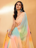 Janasya Multicolor Georgette Ombre Printed Saree - Distacart