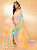 Janasya Multicolor Georgette Ombre Printed Saree - Distacart