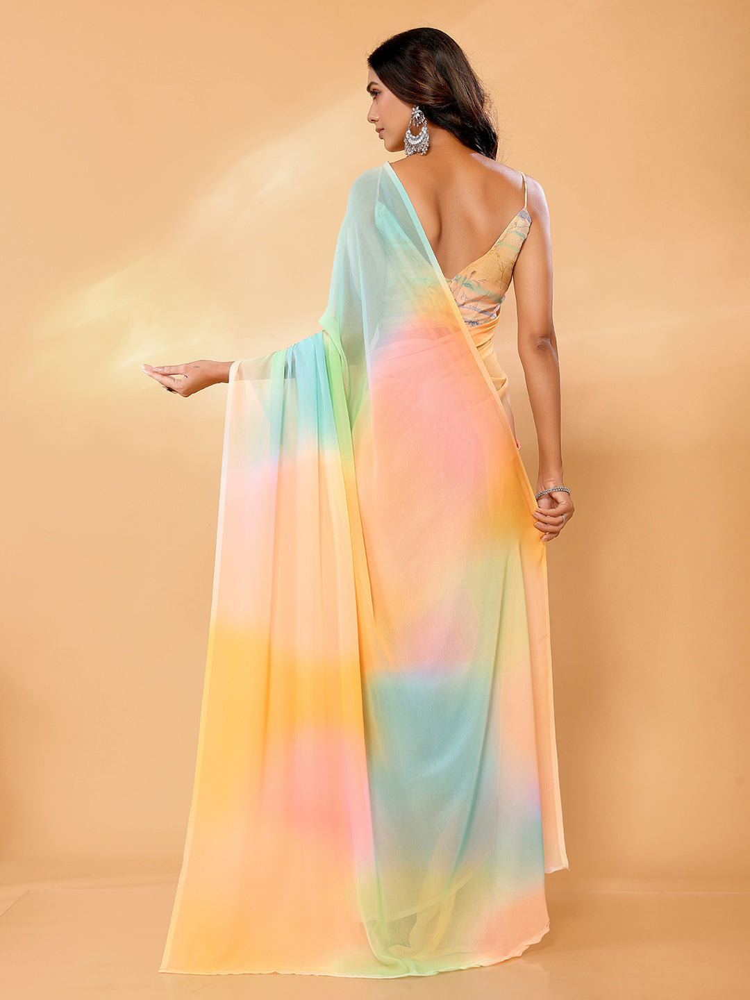 Janasya Multicolor Georgette Ombre Printed Saree - Distacart