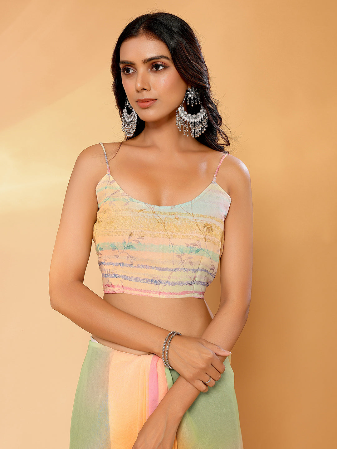 Janasya Multicolor Georgette Ombre Printed Saree - Distacart