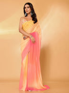 Janasya Multicolor Georgette Ombre Printed Saree - Distacart