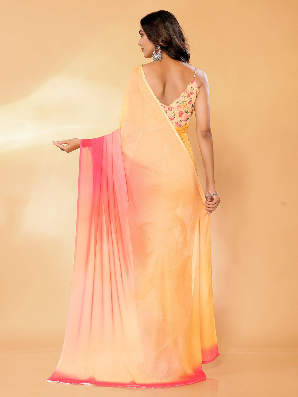 Janasya Multicolor Georgette Ombre Printed Saree - Distacart