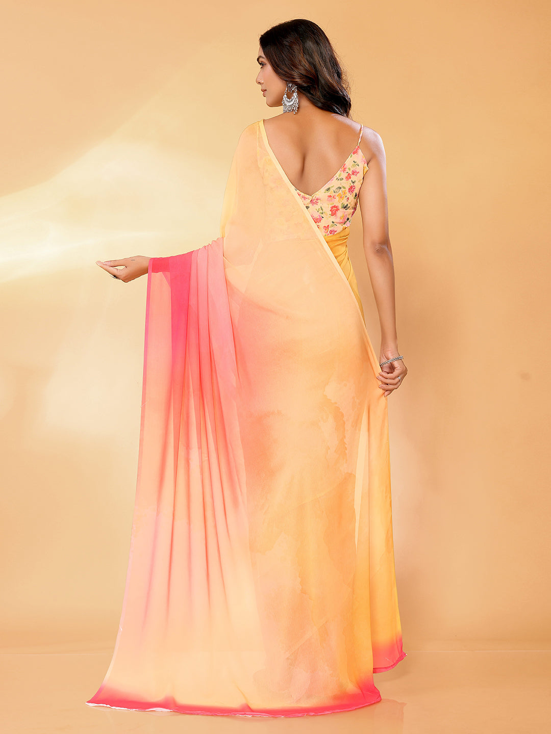 Janasya Multicolor Georgette Ombre Printed Saree - Distacart