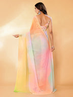 Janasya Multicolor Georgette Ombre Printed Saree - Distacart