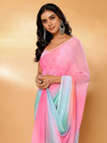 Janasya Multicolor Georgette Ombre Printed Saree - Distacart