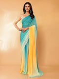 Janasya Multicolor Georgette Ombre Printed Saree - Distacart
