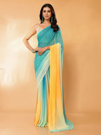 Janasya Multicolor Georgette Ombre Printed Saree - Distacart
