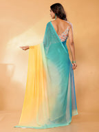 Janasya Multicolor Georgette Ombre Printed Saree - Distacart