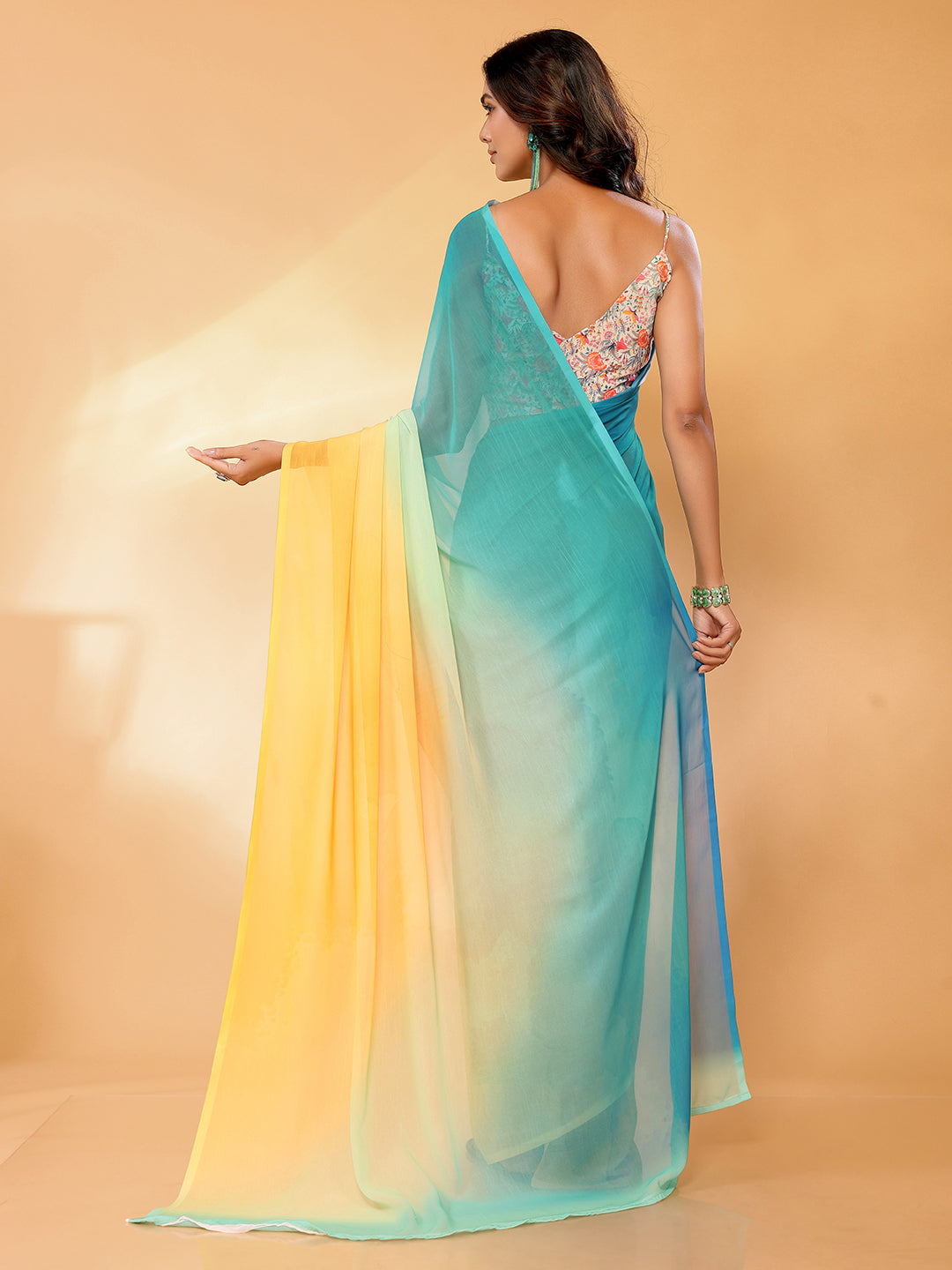 Janasya Multicolor Georgette Ombre Printed Saree - Distacart