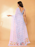 Janasya Lavender Georgette Floral Printed Saree - Distacart