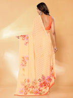 Janasya Peach Georgette Floral Printed Saree - Distacart