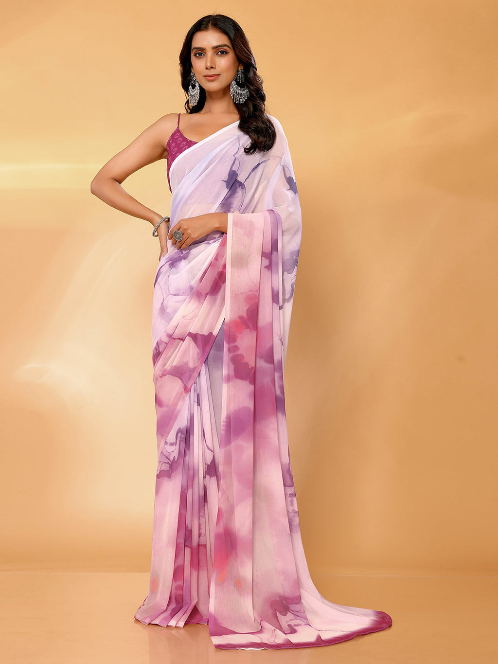 Janasya Multicolor Georgette Ombre Printed Saree - Distacart
