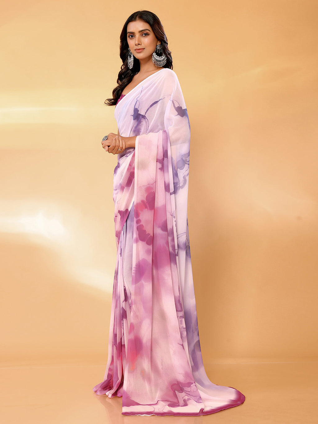 Janasya Multicolor Georgette Ombre Printed Saree - Distacart