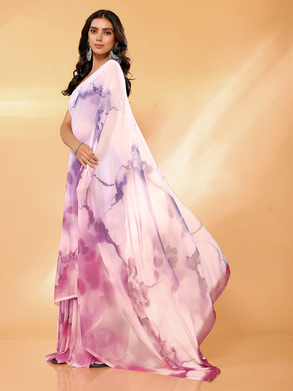 Janasya Multicolor Georgette Ombre Printed Saree - Distacart
