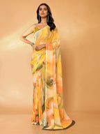 Janasya Multicolor Georgette Abstract Printed Saree - Distacart