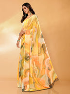 Janasya Multicolor Georgette Abstract Printed Saree - Distacart