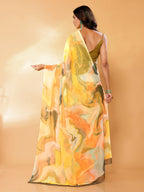 Janasya Multicolor Georgette Abstract Printed Saree - Distacart