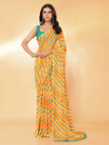 Janasya Orange Georgette Leheriya Printed Saree - Distacart