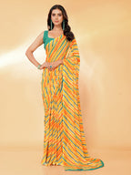 Janasya Orange Georgette Leheriya Printed Saree - Distacart