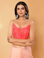 Janasya Peach Georgette Floral Printed Saree - Distacart