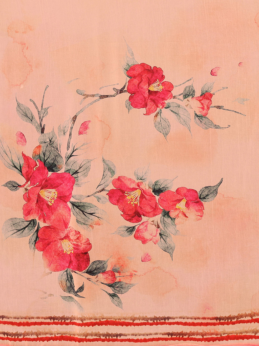 Janasya Peach Georgette Floral Printed Saree - Distacart