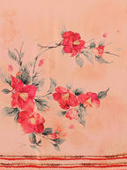 Janasya Peach Georgette Floral Printed Saree - Distacart