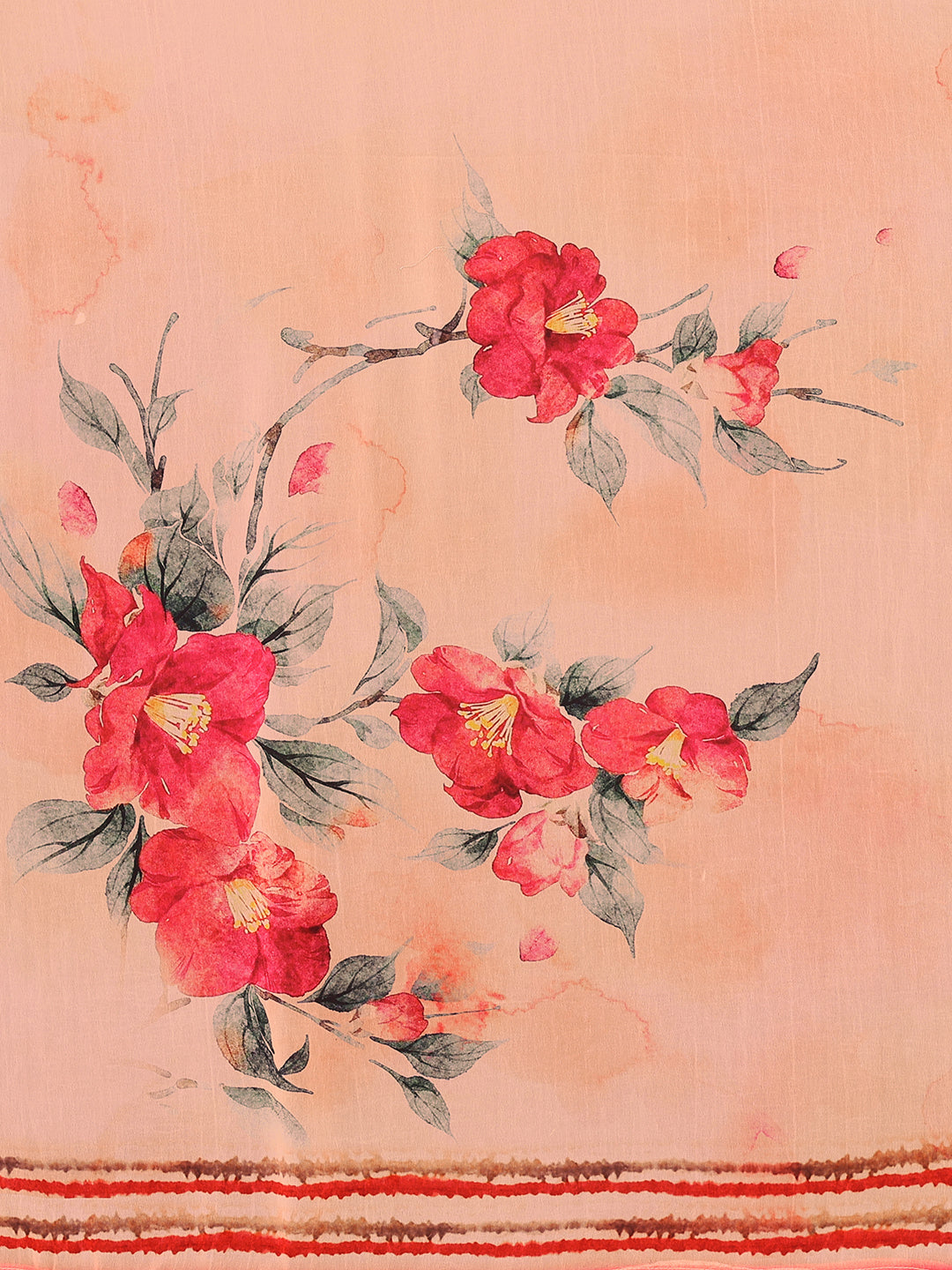 Janasya Peach Georgette Floral Printed Saree - Distacart