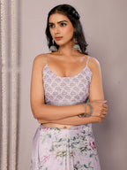 Janasya Lavender Cotton Linen Floral Printed Saree - Distacart