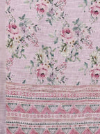 Janasya Lavender Cotton Linen Floral Printed Saree - Distacart