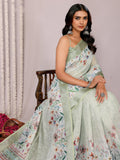 Janasya Light Green Cotton Linen Floral Printed Saree - Distacart